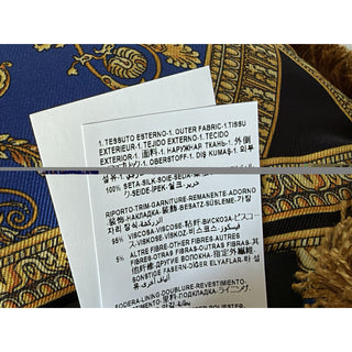 Versace Medusa Baroque 100% Silk Throw Pillow Blue/Gold Fringed IT ZCU505001 NWT