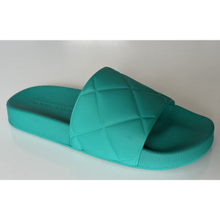 NIB $420 Bottega Veneta Womens Matt Rubber Green Slides Sandals 10 (40) 640051