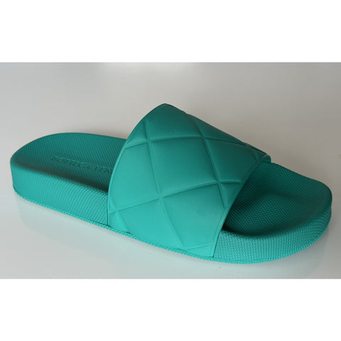 NIB $420 Bottega Veneta Womens Matt Rubber Green Slides Sandals 10 (40) 640051