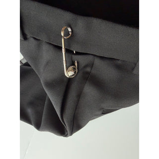 Versace Women's Black Safety Pin Wool Slim Pants 2 US (38 Eu) 1018021 NWT $1150