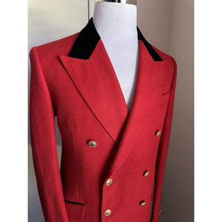 Gucci Men Linen/Wool Double Breasted Sport Coat Blazer Red 38 US/48 Eu NWT $3150