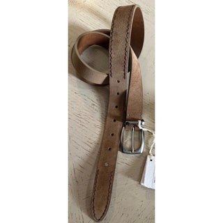 New Brunello Cucinelli Men Suede Buckle Silver Belt Brown 100/40 Italy