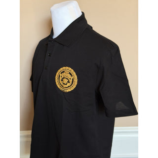 Versace Black Embroidered Piquet Cotton Polo Shirt 4XL 1013906 Made in Italy NWT