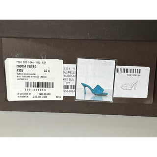 NWT $1500 Bottega Veneta Lido Intrecciato Leather Mules Vintage Blue 7 US 608854
