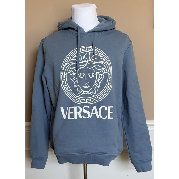 Versace Medusa Print Bluw Cotton Sweatshirt with Hoodie 3XL 1011853 NWT $950