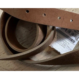 New Brunello Cucinelli Men Suede Buckle Silver Belt Brown 100/40 Italy