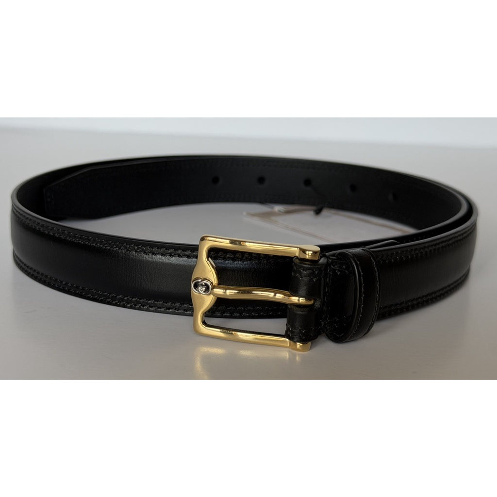 Gucci Men's Rectangular Buckle Leather Belt Black 85/34 Italy 715600 NWOT