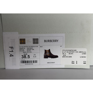 Burberry Check Panel Leather Chelsea Black Boots 8.5 US (38.5) 8042363 NIB $970