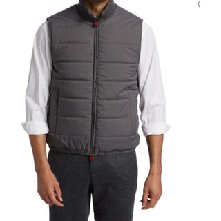 New $4135 Kiton Quilted Stand-Collar Puffer Vest Gilet Gray Size 46 US/58 Eu