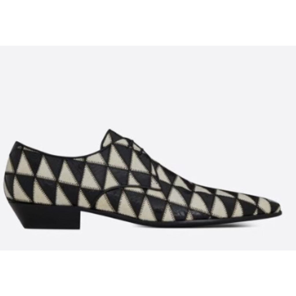 NIB $1795 Saint Laurent Women Python Leather Shoes Black/Ivory 8 US ( 38 Eu )