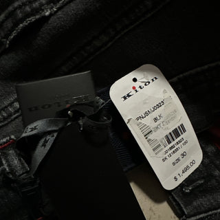 NWT $1495 Kiton Men High Rise Faded Jeans Black 30 US/46 Eu Italy