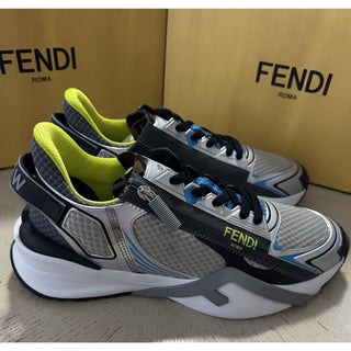 Fendi Flow Sneakers Gray/Blue/Yellow 12 US (11 Fendi) 7E1689 Italy NIB $1190