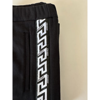 Versace Women's Black Greca Print Jogger Pants Size 8 US (42) 1008416 NWT $790