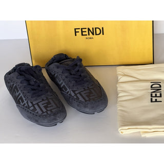 Fendi Fit FF Jacquard Suede Sneakers Blue Men 10 US (9 Fendi) IT 7E1842 NIB $950