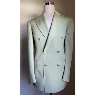 NWT $5250 TOM FORD Men Double Breasted Suit Sage Green 46R US/56R Eu Switzerland