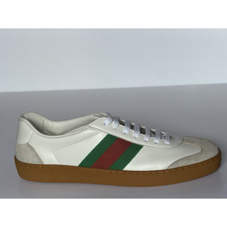 Gucci Men’s Web Leather/Suede Sneakers Natural White 9.5 US 9 Gucci 858912 NIB
