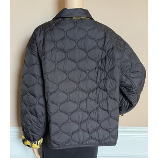 Versace Reversible Barocco Palm Quilted Jacket Black Gold 50 Euro 1022974 NWT