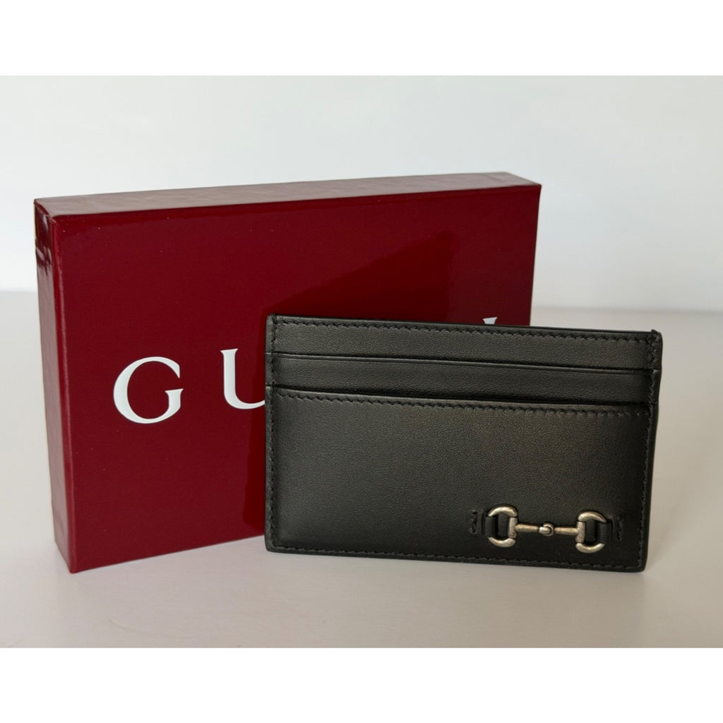 Gucci Horsebit Black Leather Card Case Made in Italy 846952 NWT