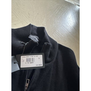 New $2095 Giorgio Armani Men Cashmere zip mock-neck sweater Black 54 Eu/XL