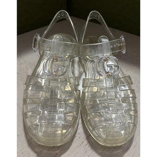 Gucci Women’s GG shiny rubber transparent Sandal 5 US ( 35 Eu ) 676970 New