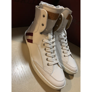 New $650 Bally Men Oldani Leather High-Top Sneakers White 8.5 US Italy