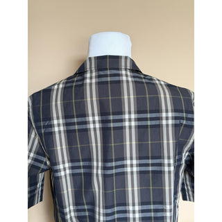 Burberry Elio Check Short Sleeve Shirt Indigo IP Check Men L 8121624 NWT $680