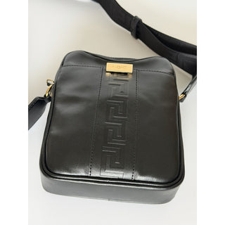 Versace Greek Key Avenue Black Vertical Crossbody Leather Bag 1020736 NWT $1350