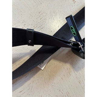New Gucci Men’s Gucci Print Canvas/Leather Belt Black 100/40 778889