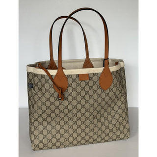 Gucci Lido Large Reversible Canvas Tote Bag Beige/Brown GG Supreme 772176 IT NWT