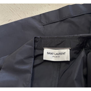New $4900 Saint Laurent Men long coat in silk taffeta Trench Coat Black 50 Eu/40