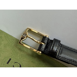 Gucci Men's Rectangular Buckle Leather Belt Black 85/34 Italy 715600 NWOT