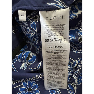 New $1300 Gucci Men’s Flower Bandana Print Shirt Blue Size 48 Eu/M