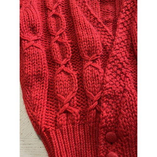 NWT $1190 Saint Laurent Men Coble-Knit Hooded Cardigan Sweater Red S Italy