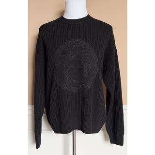 Versace Medusa Embroidered Knit Sweater Black 60 US (70 Eu) 1018402 IT NWT $1620