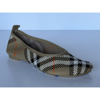 Burberry Baby Check Knit Ballet Flats Sand Beige 9 US (39) IT 8099057 NWT $655