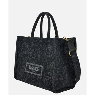Versace Small Tote Embroidery Jacquard Barocco Black Bag 1011564 IT NWT $1595