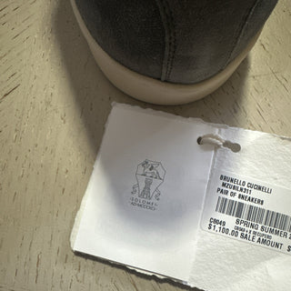 NIB $1100 Brunello Cucinelli Men’s Suede Sneakers Shoes Gray 12 US/45 Eu