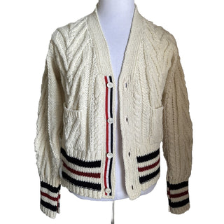 NWT Thom Browne Men Open Knit Wool Blend Cardigan Sweater White M ( 2 ) Ireland