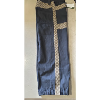 New $1980 Gucci Men Canvas/Cotton GG Print Drawstring Pants DK Gray 34 US/50 Eu
