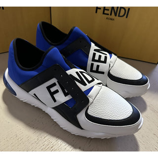 NIB $980 Fendi Men Forever Fendi Runner Sneakers Shoes White/Blue 9 US/42 Eu