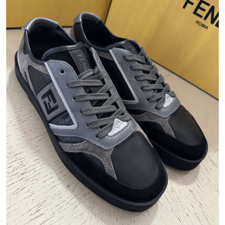 NIB $830 Fendi Men Mixed-Media Low-Top Sneakers Black/Gray 7 US/6 Fendi Italy