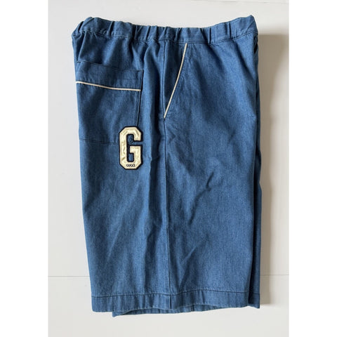 Gucci Denim Bermuda Shorts Bright Blue G Patch Men’s 34 US (50 Eu) 753107 IT NWT