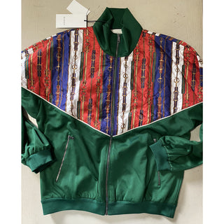 NWT $2980 Gucci Men's Track Jacket Green/Multicolor Size M Italy