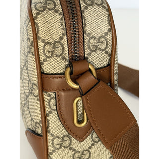 Gucci GG Emblem Small Camera Bag Beige Brown Crossbody 821216 FAED3 NWT
