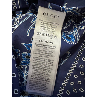 New $1300 Gucci Men’s Flower Bandana Print Shirt Blue Size 50 Eu/L