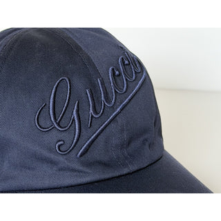 Gucci Emroidered Baseball Cap Hat Cotton Blue M (58 cm) Italy 792782 IT NWT
