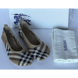 Burberry Baby Check Knit Ballet Flats Sand Beige 8.5 US 38.5 IT 8099057 NWT $655