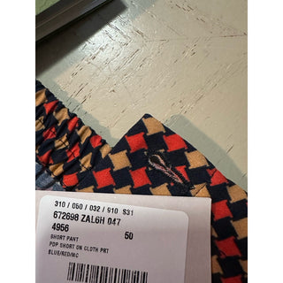 NWT $1280 Gucci Men Drawstring Gucci Print Short Pants Blue/Red/Mul 34 US/50 Eu