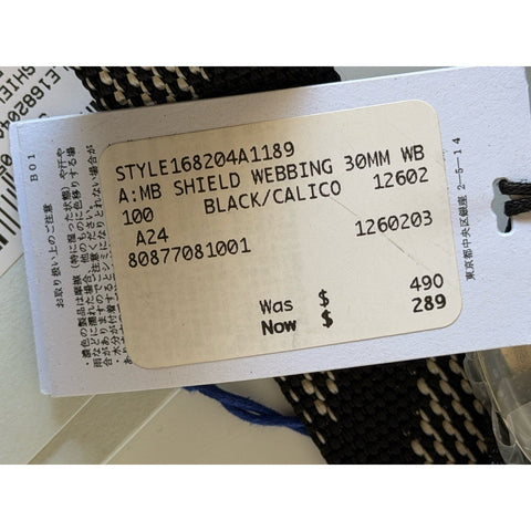 Burberry Silver Metal Buckle Shield Webbing Black Belt 100/40 8087708 NWT $490