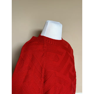Versace Greca Knit Wool Sweater Red 58 (3XL) Made in Italy 1008473 NWTWD $1175